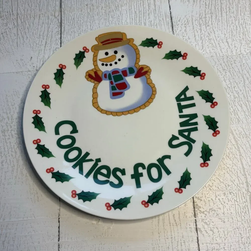 Cookies for Santa Snowman Christmas Plate 8